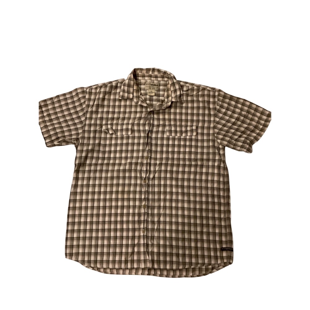 US‎ Expedition Mens Plaid Short Sleeve Button Up Shirt XL Cotton Casual Outdoor